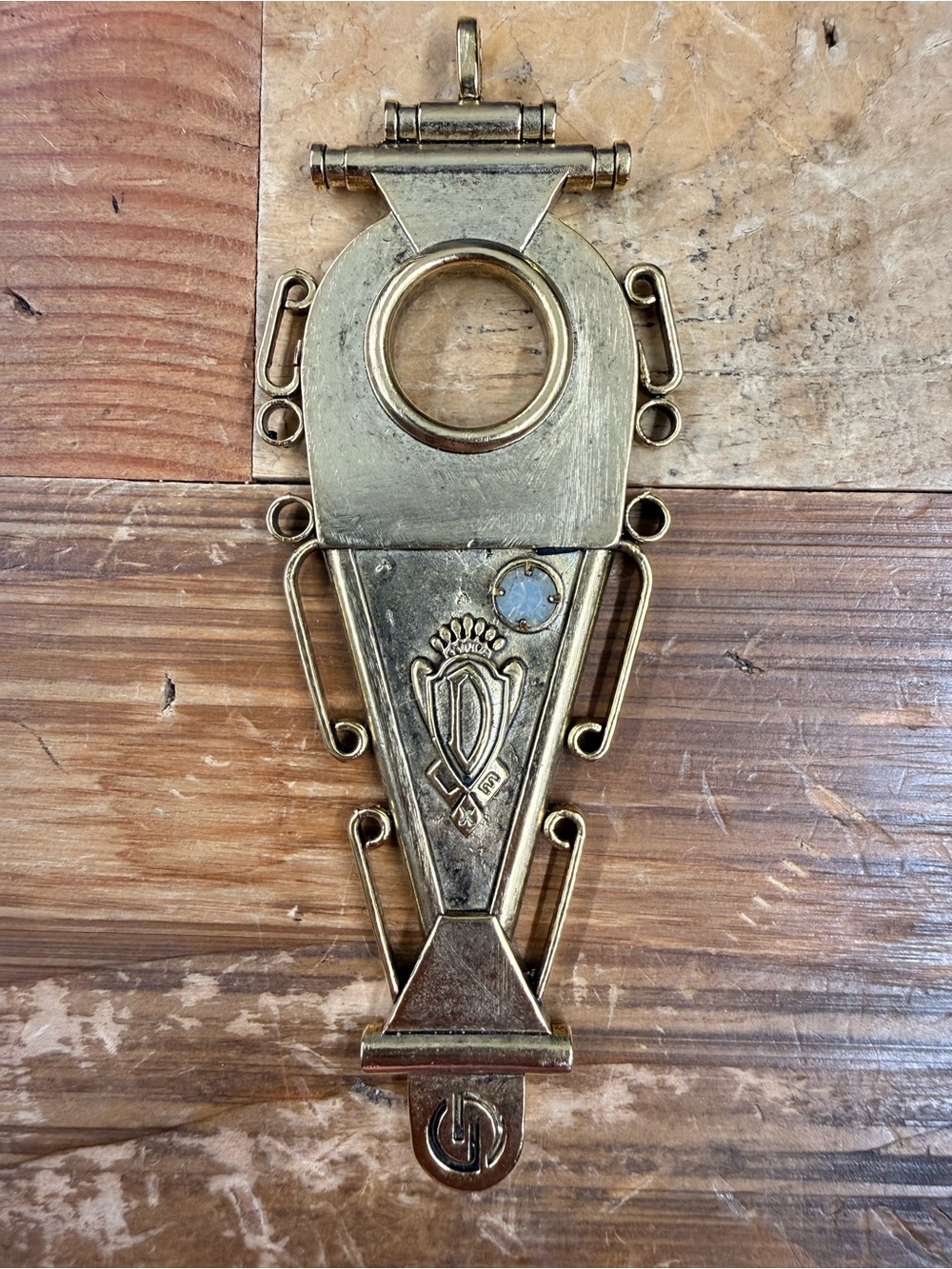 Decorative Gold Tone Wall Hook with Embossed Crest